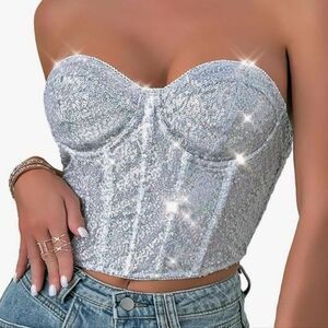 Sequin Corset Bustier Top
